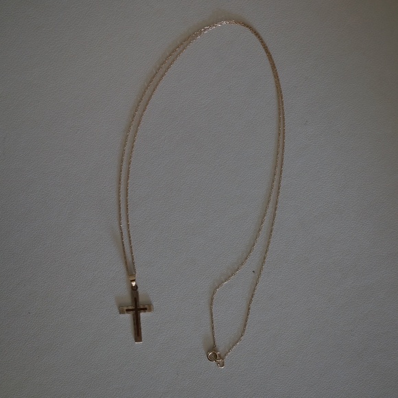 14KY Gold Cross Pendant W/18" Ropa Chain - Picture 3 of 6
